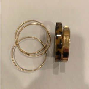 Set of 3 J. Crew Gold / Tortoise Bangle Bracelets